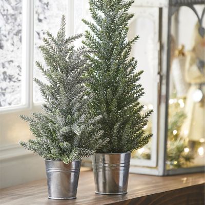 Glittered Tree in Bucket Set of 2