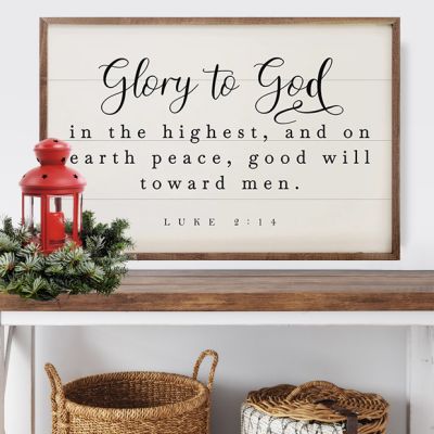 Glory To God Luke 2 14 White Wall Art