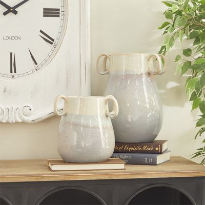 Glossy Ceramic Ombre Vase Set of 2