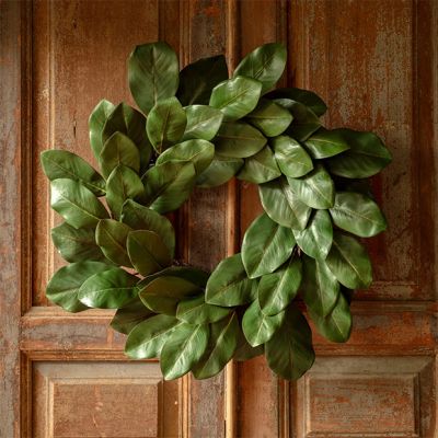 Glossy Faux Magnolia Leaf Wreath