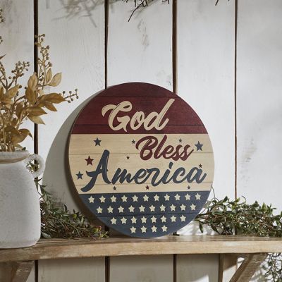 God Bless America Round Wall Sign