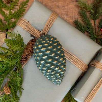 Gold Accented Glass Pinecone Ornament Set of 2