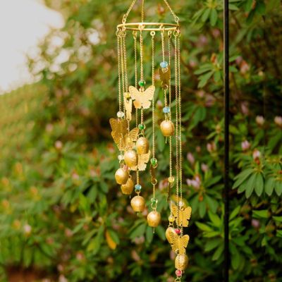 Gold Butterflies and Bells Windchime
