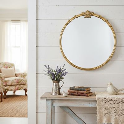 Gold Finish Leaf Accent Wall Mirror