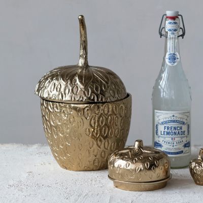 Gold Finish Lidded Strawberry Ice Bucket