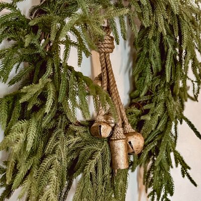 Gold Finish Metal Bells On Jute