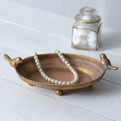 Gold Finish Metal Trinket Tray
