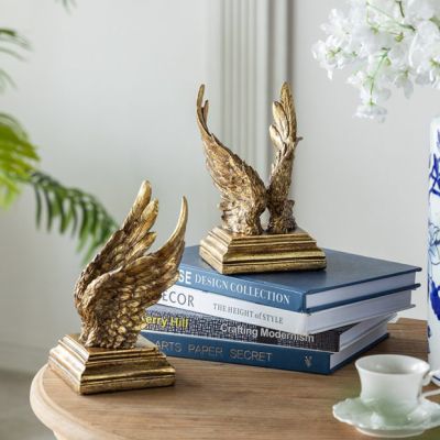 Gold Finish Molded Soar Wing Bookends