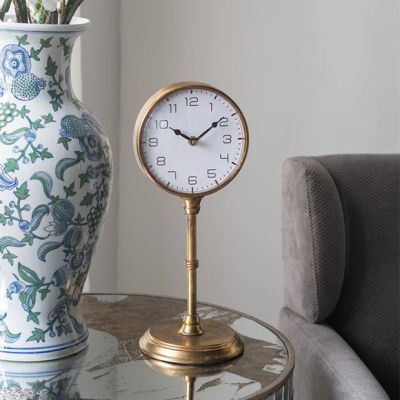 Gold Finish Pedestal Table Clock