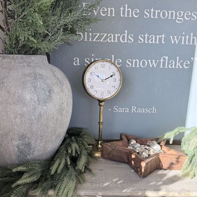 Gold Finish Pedestal Table Clock