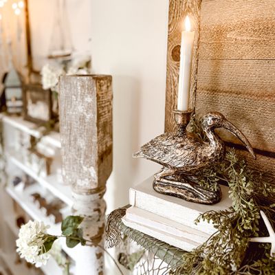 Gold Finish Pelican Taper Candle Holder