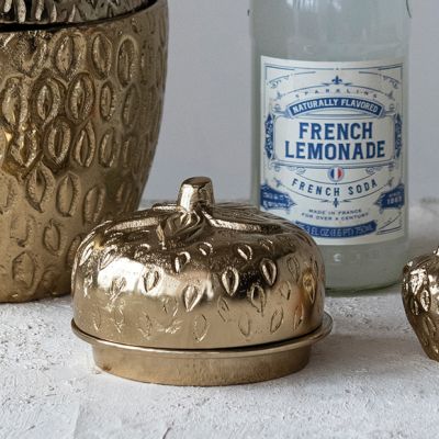 Gold Finish Strawberry Butter Dish
