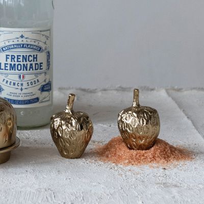 Gold Finish Strawberry Salt and Pepper Shakers