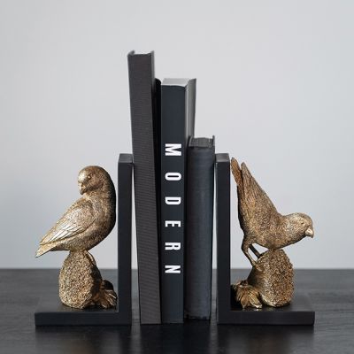Gold Finished Parrot Bookends