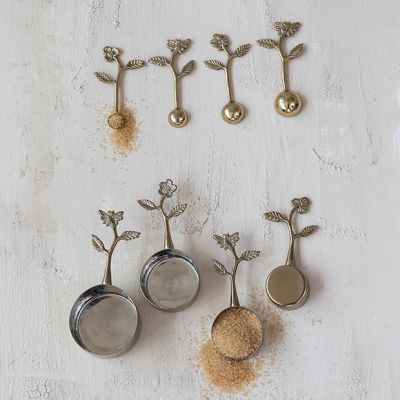 Gold Flower Leaf Measuring Cup Set of 4