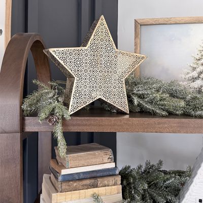 Gold Glimmer Star Tea Light Holder 10 inch