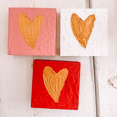 Gold Heart Wooden Block Set of 3