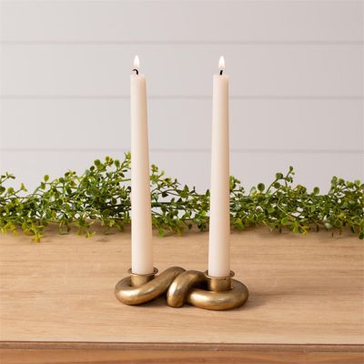 Gold Knot Double Taper Candle Holder