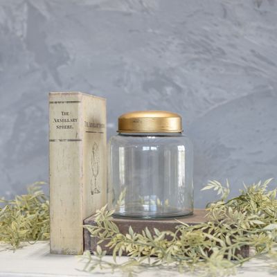 Gold Lidded Clear Glass Jar
