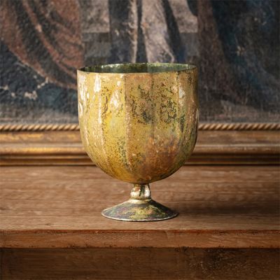 Gold Mercury Glass Chalice 10 Inch