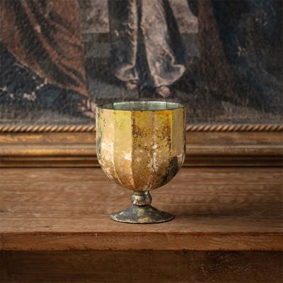 Gold Mercury Glass Chalice 7 Inch