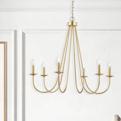 Gold Metal 6 Bulb Chandelier