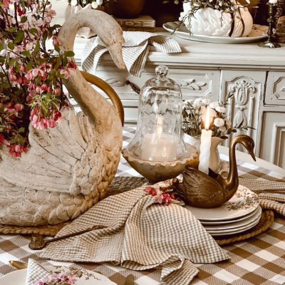 Gold Metal Swan Decorative Planter