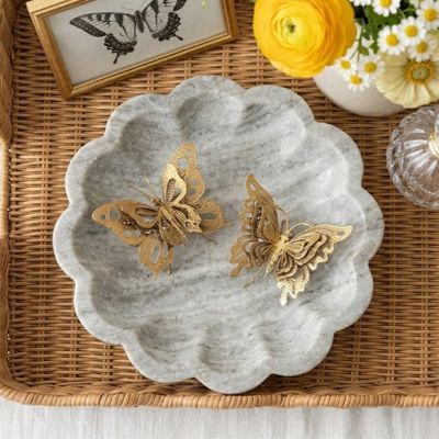Gold Metal Tabletop Butterfly Set of 2