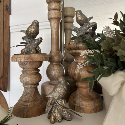 Golden Birds On Limb Figurine Set of 3