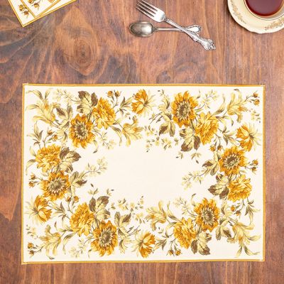 Golden Bloom Cotton Placemat Set of 4