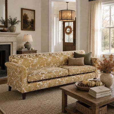Golden Bloom Upholstered Sofa
