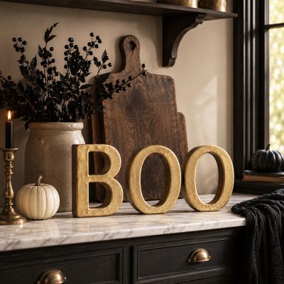 Golden BOO Mantel Letters