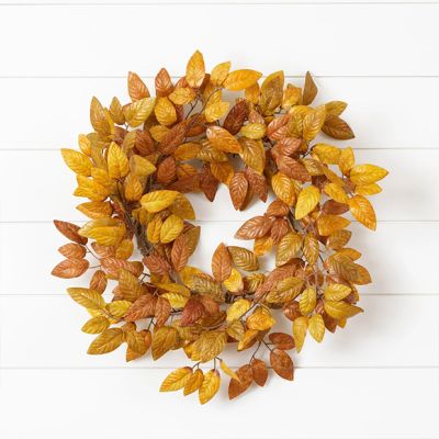 Golden Fall Foliage Decorative Wreath
