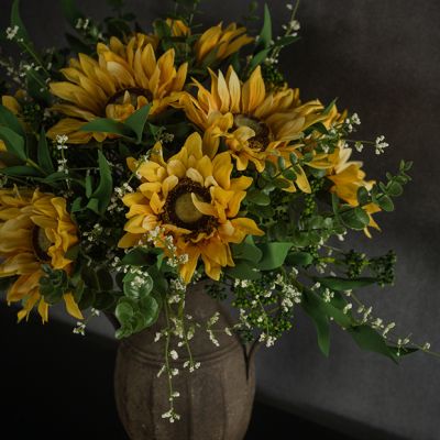 Golden Faux Sunflower Stem Set of 6