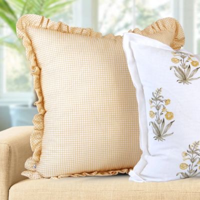 Micro Gingham Check Pillow Cover Gold