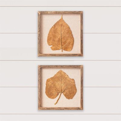 Golden Leaf Framed Wall Decor Set of 2