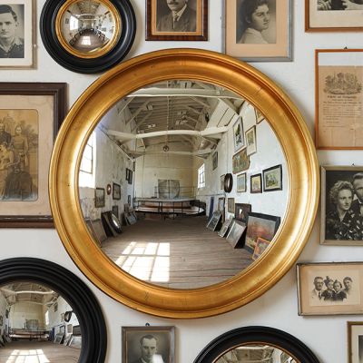 Golden Round Convex Wall Mirror
