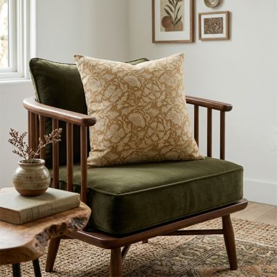 Golden Vintage Florals Accent Pillow