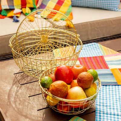 Golden Wire Gather Basket Set of 3