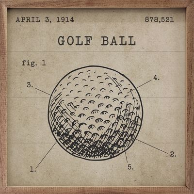 Golf Ball Patent Brown Framed Wall Decor