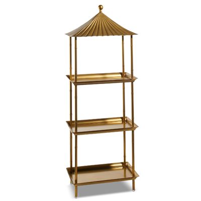 Gorgeous Gold Finish Pagoda Etagere