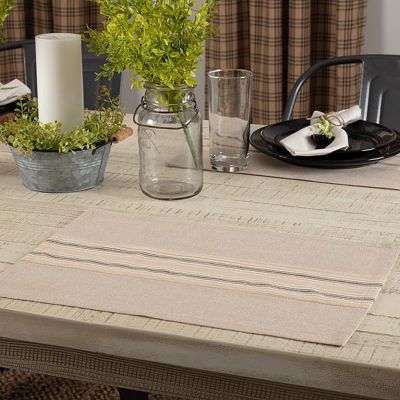 Grain Sack Stripe Applique Placemat Set of 6