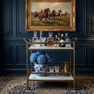 Grand Manor Marble Top Bar Cart