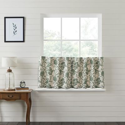Green Country Floral Tier Curtains Set of 2