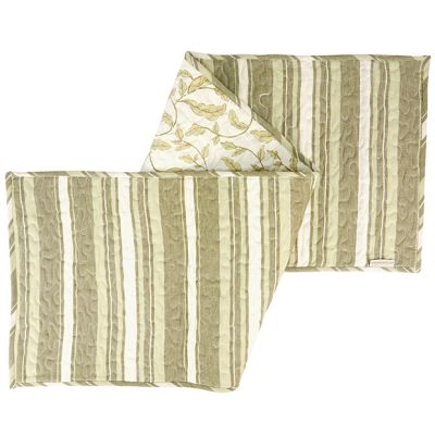 Green Floral Striped Table Runner