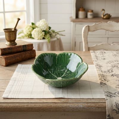 Green Glazed Garden Cabbage Cereal Bowl