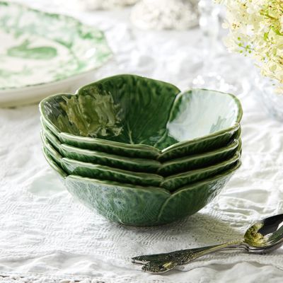 Green Glazed Garden Cabbage Cereal Bowl