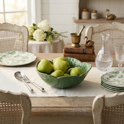 Green Glazed Garden Cabbage Deep Bowl