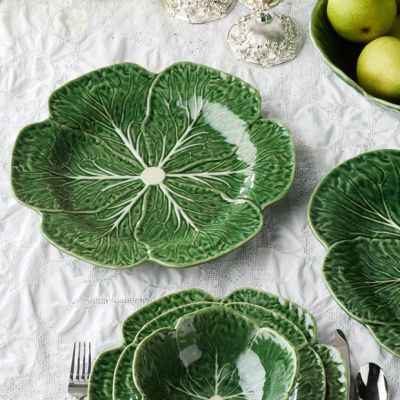 Green Glazed Garden Cabbage Round Platter