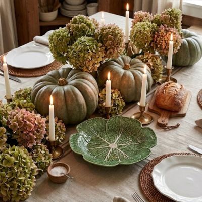 Green Glazed Garden Cabbage Round Platter